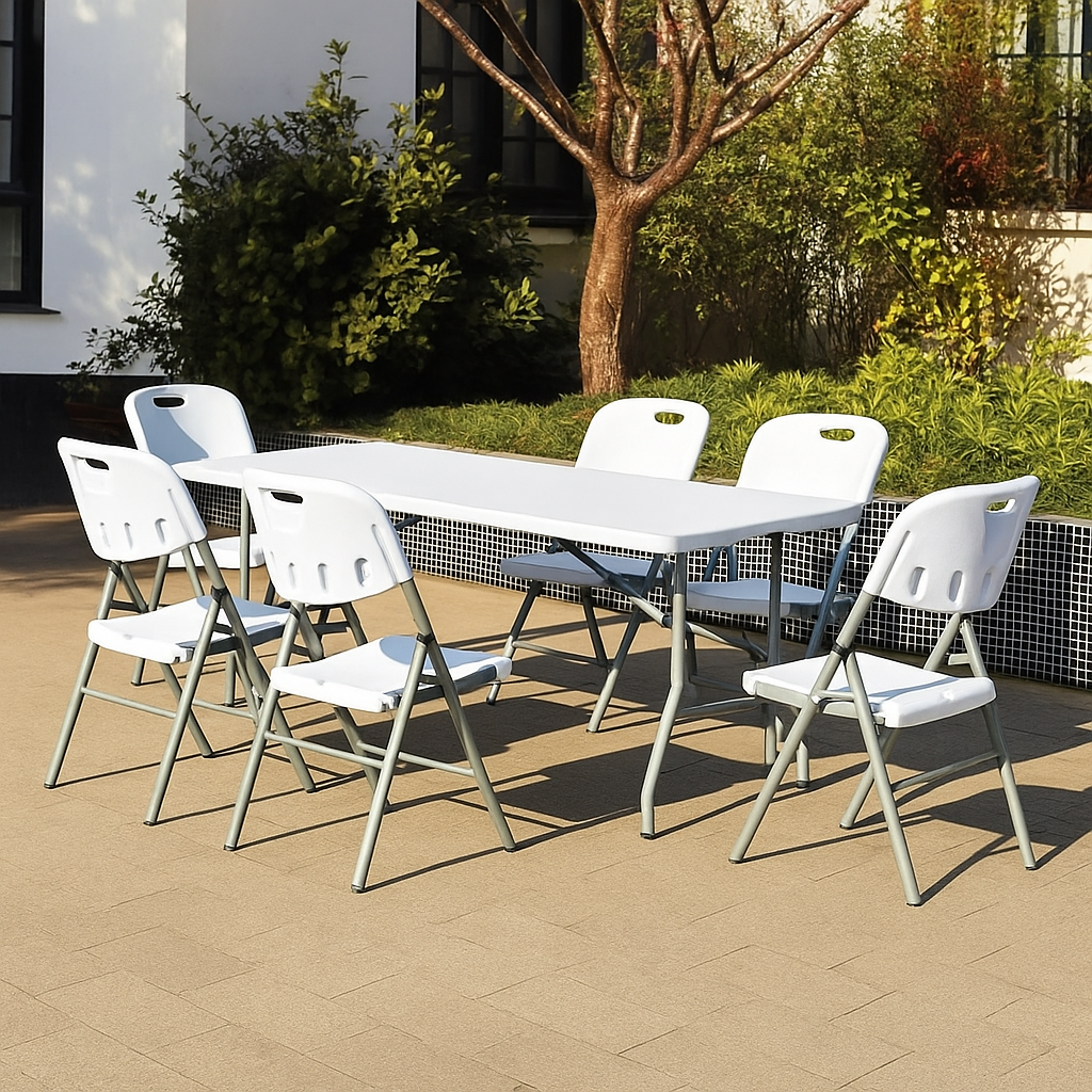  tavolo pieghevole salvaspazio 180x70x74 cm (bianco) - foto 2