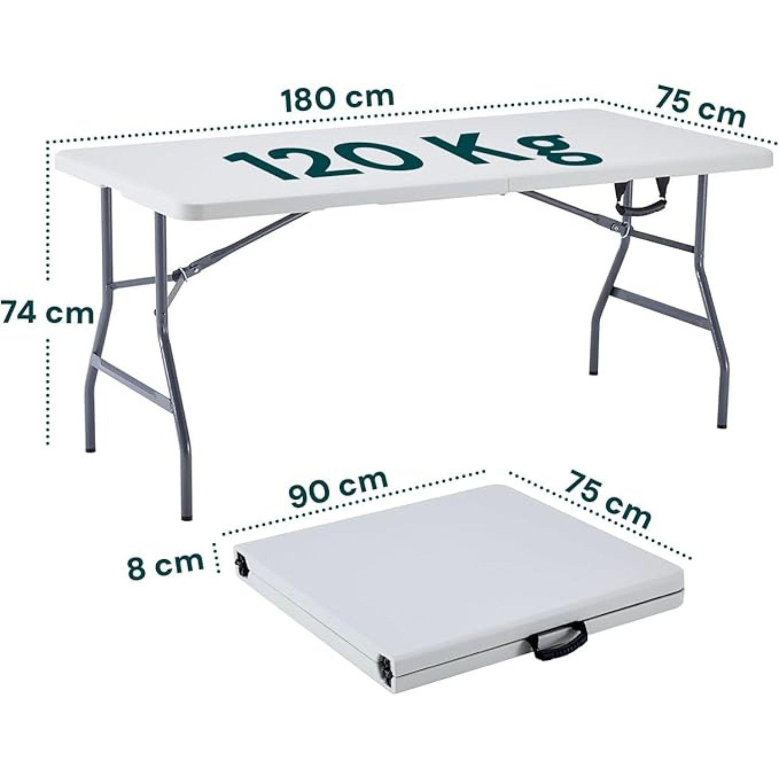  tavolo pieghevole salvaspazio da campeggio 180x75x74 cm (bianco) - foto 3