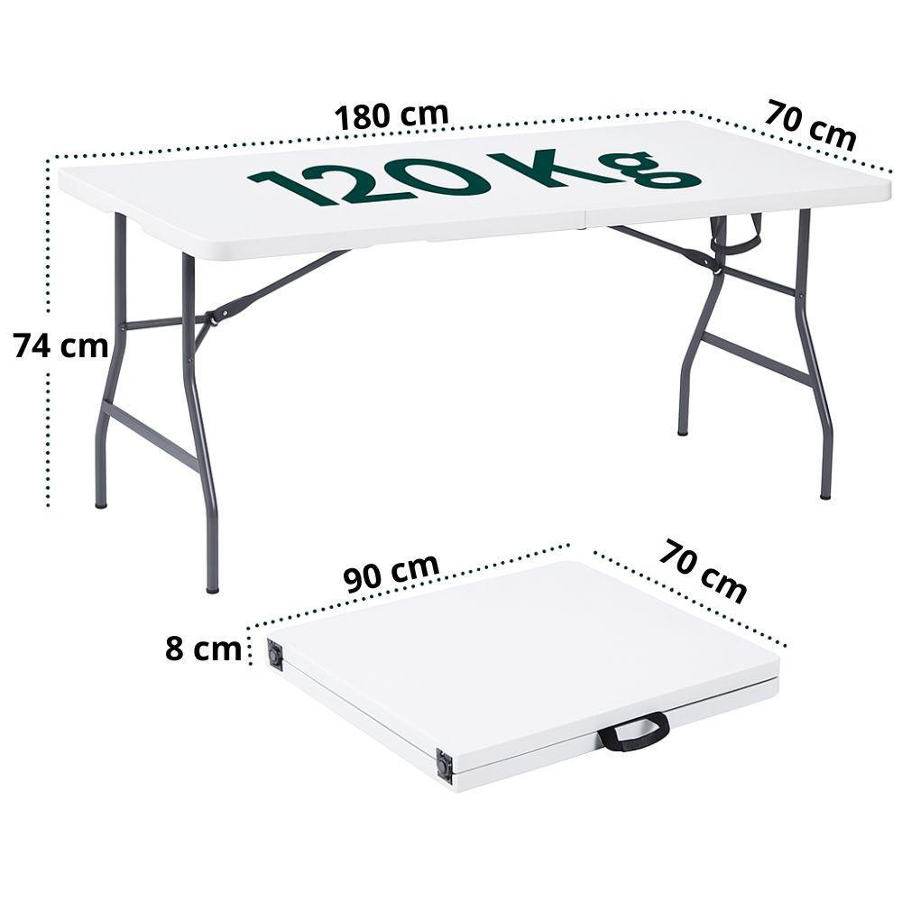  tavolo pieghevole salvaspazio 180x70x74 cm (bianco) - foto 5