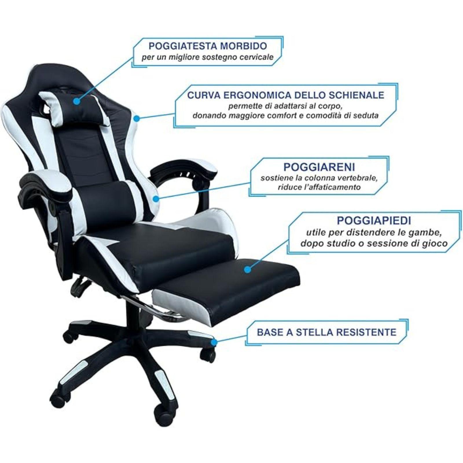 mastro bianco sedia gaming nera e bianca - foto 2