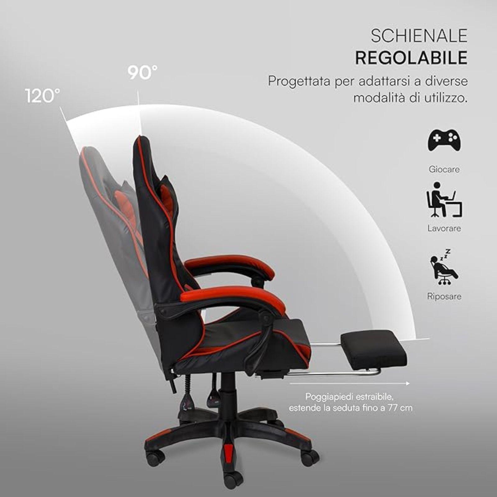 mastro bianco sedia gaming nera e arancione - foto 2