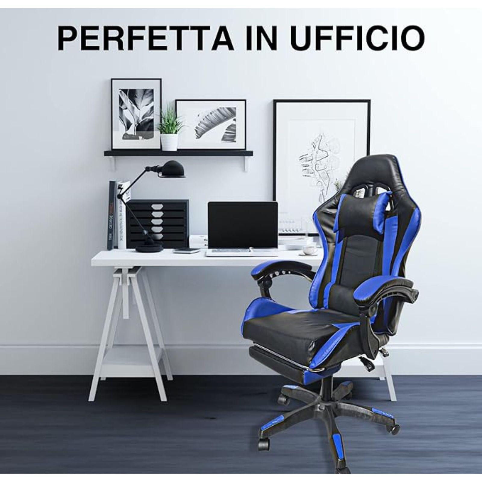 mastro bianco sedia gaming nera e blu - foto 3