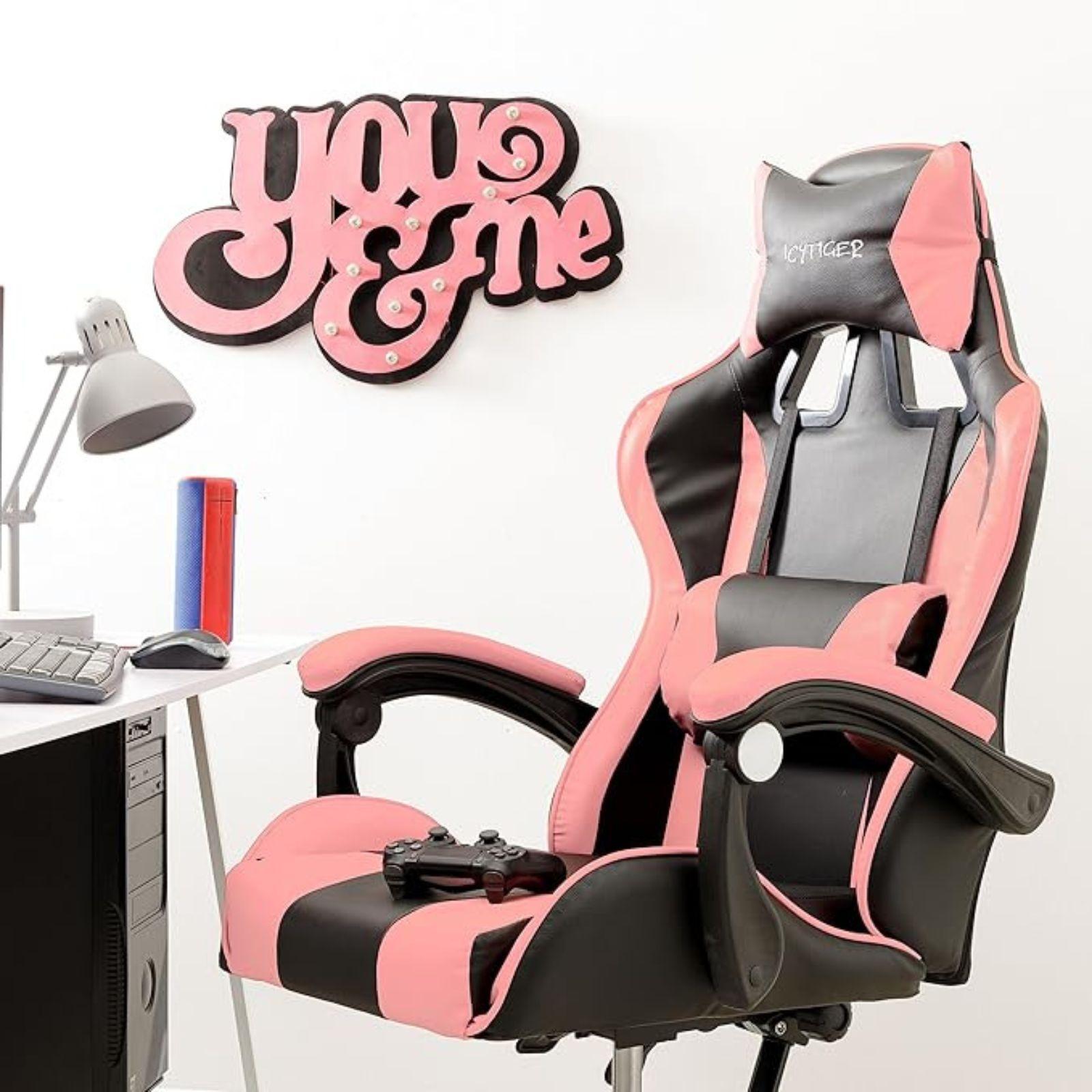 mastro bianco sedia gaming nera e rosa - foto 3