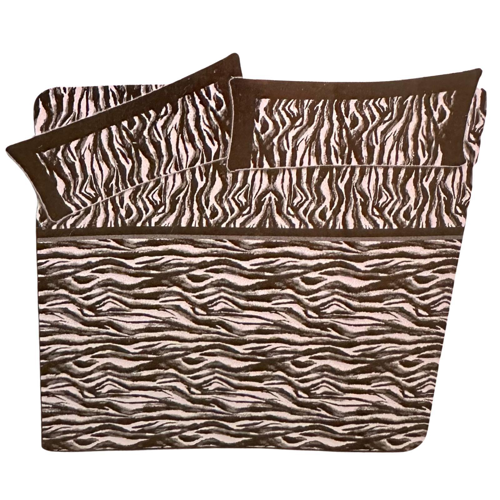 mastro bianco lenzuolo completo letto matrimoniale animalier zebrato nero e bianco - foto 2