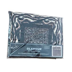 Lenzuolo completo letto matrimoniale animalier maculato e zebrato marrone