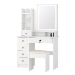 Toeletta glamora con specchio led e sgabello