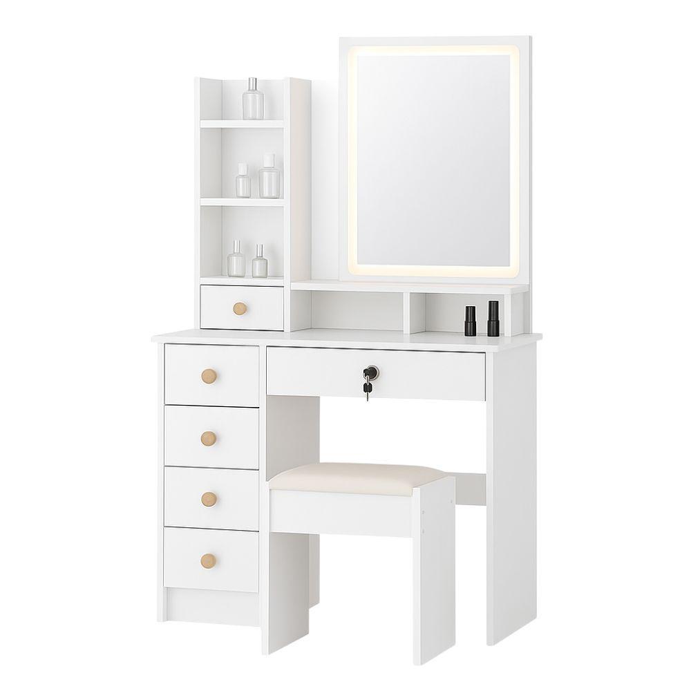  toeletta glamora con specchio led e sgabello - foto 1