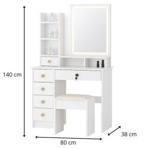 Toeletta glamora con specchio led e sgabello