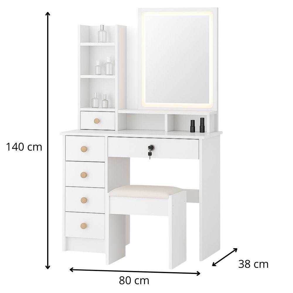  toeletta glamora con specchio led e sgabello - foto 2