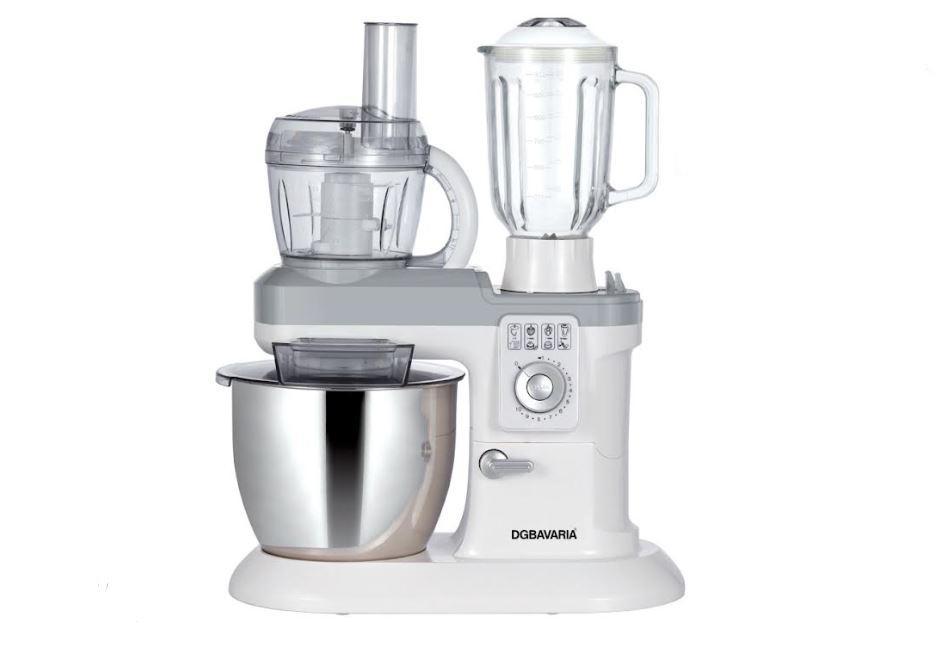 dgbavaria robot da cucina multifunzione 3 in 1 con ciotola in acciaio inox da 6.5 lt.- impastatrice , frullatore e tritatutto - foto 1