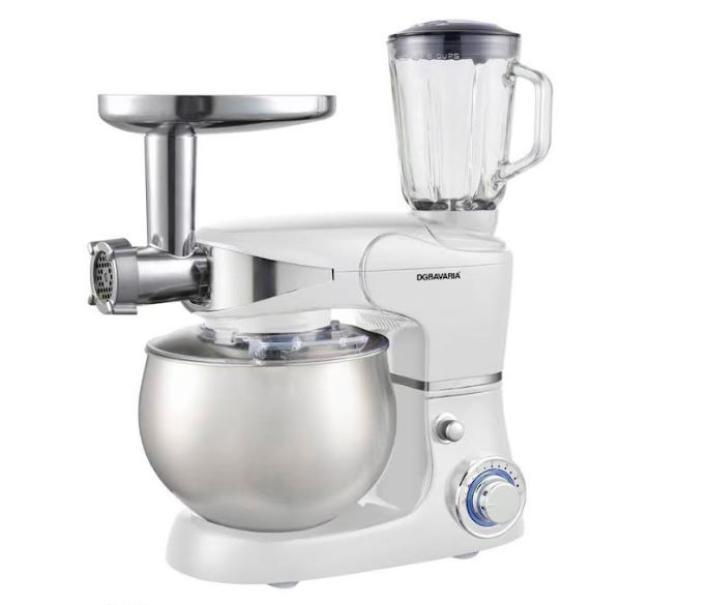 dgbavaria robot da cucina multifunzione con ciotola in acciaio inox da 6 lt. - impastatrice , frullatore e tritacarne - foto 1