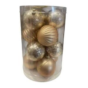 Scatola da 12 palline oro da 7 cm