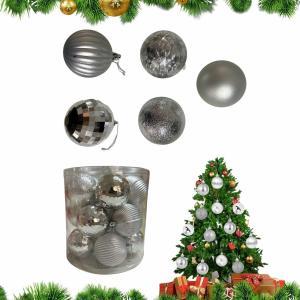 Palline di natale argento 8 cm 15 pz