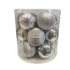 Scatola da 15 palline argento da 8 cm