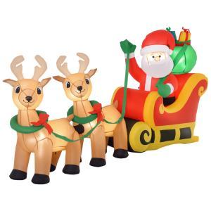 Babbo natale gonfiabile con slitta e 2 renne e luci led da 112 cm