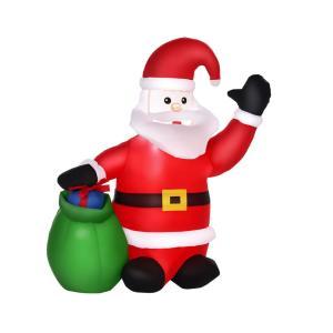 Babbo natale gonfiabile con sacco verde e luci led da 120 cm