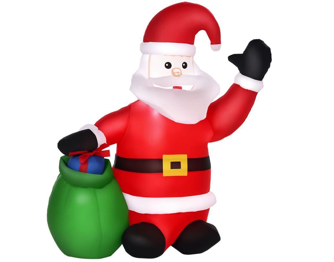 homcom babbo natale gonfiabile con sacco verde e luci led da 120 cm - foto 1