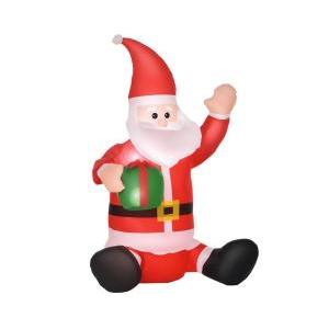 Babbo natale gonfiabile con pacco regalo e luci led da 120 cm