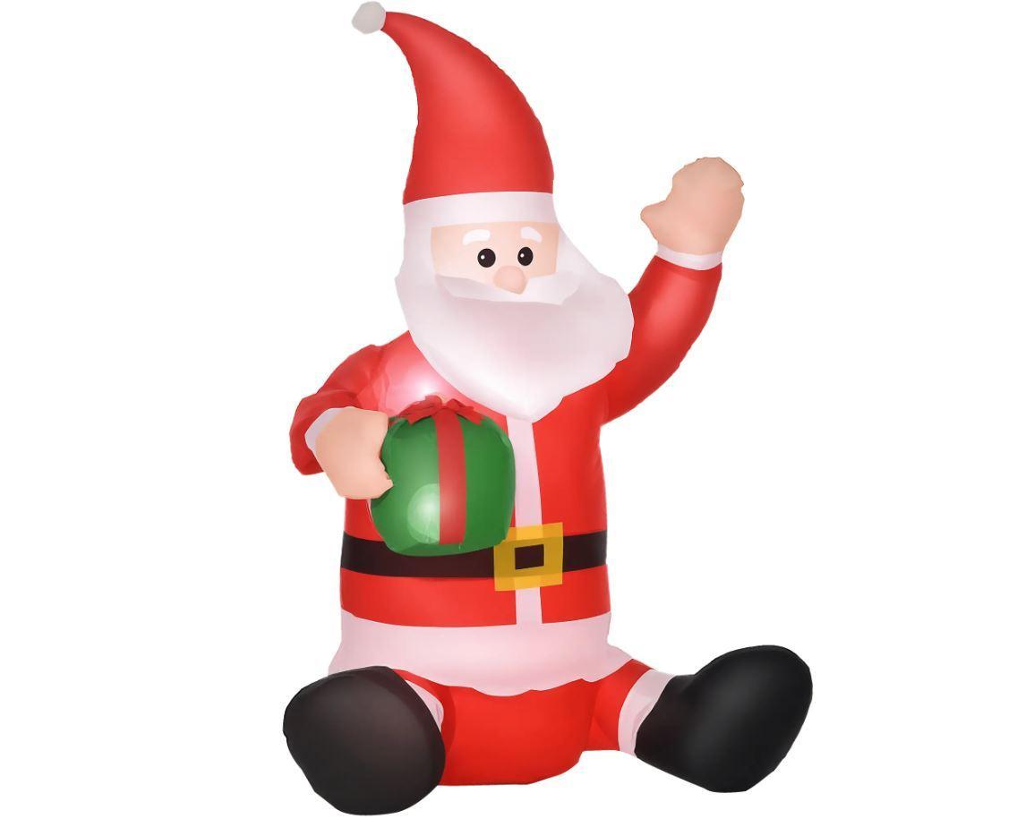 homcom babbo natale gonfiabile con pacco regalo e luci led da 120 cm - foto 1