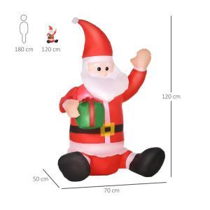 Babbo natale gonfiabile con pacco regalo e luci led da 120 cm