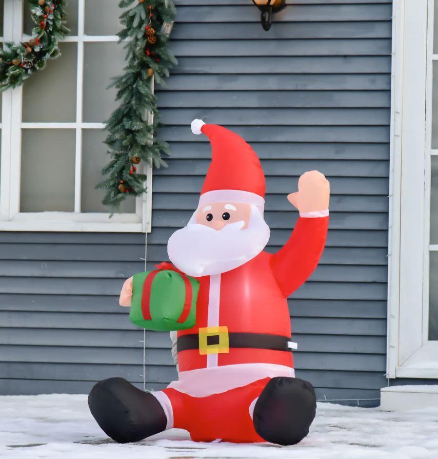 homcom babbo natale gonfiabile con pacco regalo e luci led da 120 cm - foto 3