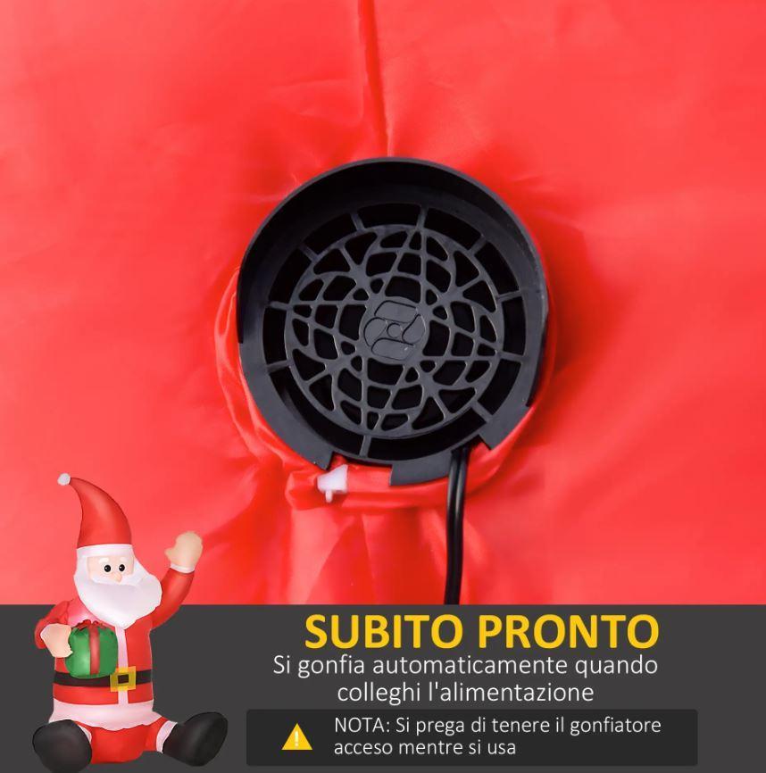 homcom babbo natale gonfiabile con pacco regalo e luci led da 120 cm - foto 5