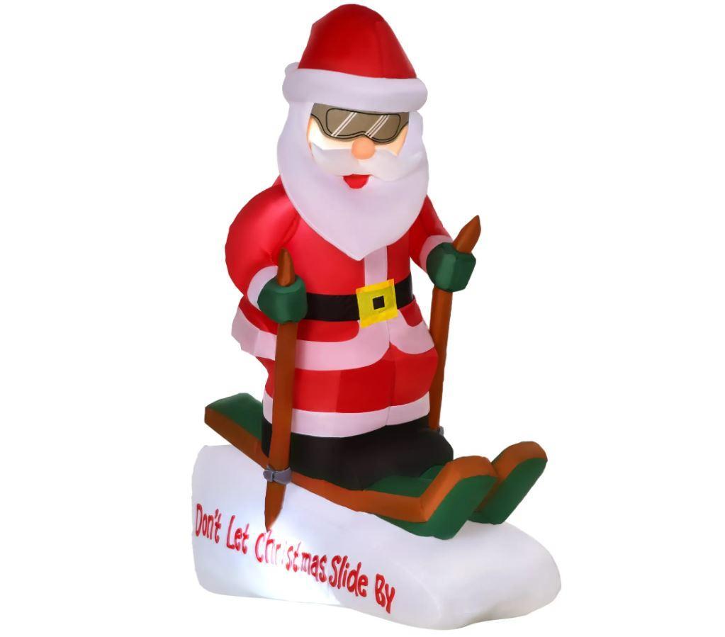 homcom babbo natale gonfiabile sugli sci e luci led da 124 cm - foto 1