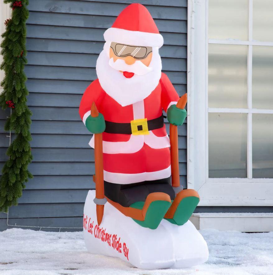 homcom babbo natale gonfiabile sugli sci e luci led da 124 cm - foto 3