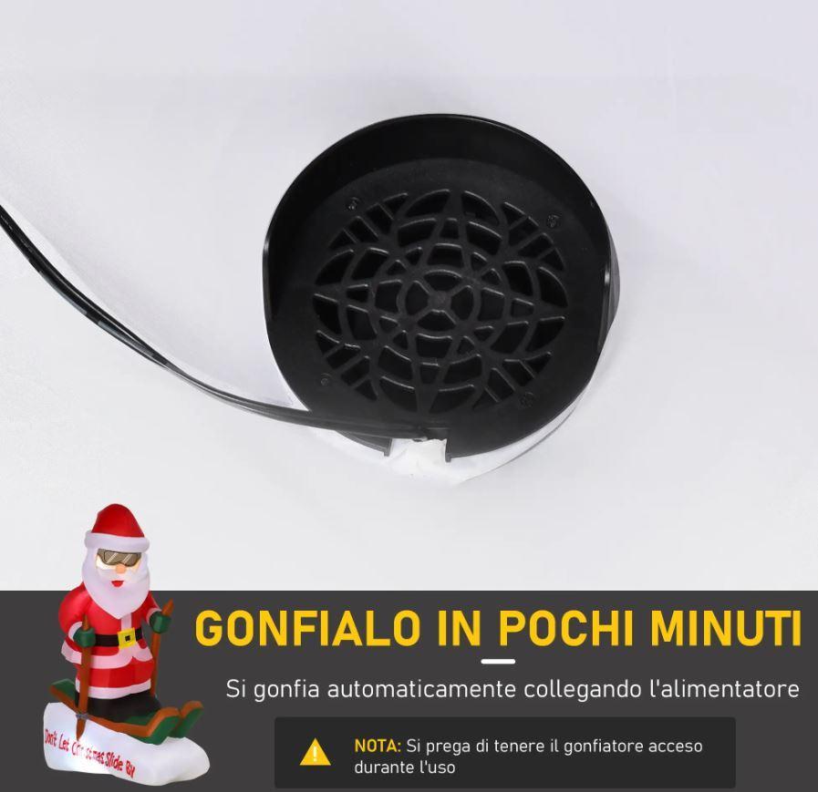 homcom babbo natale gonfiabile sugli sci e luci led da 124 cm - foto 5