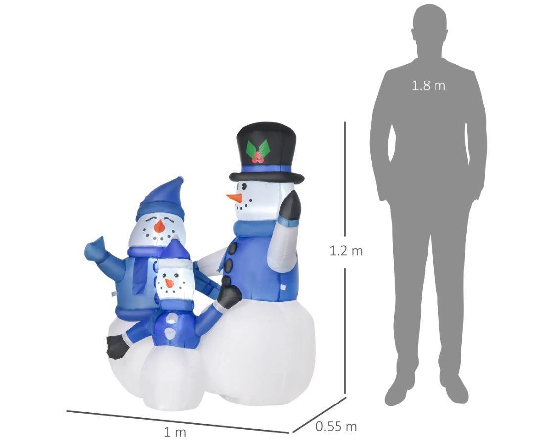 homcom pupazzi di neve gonfiabili con luci led da 120 cm - foto 2