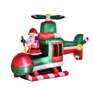 Babbo natale gonfiabile su elicottero con luci led da 107 cm
