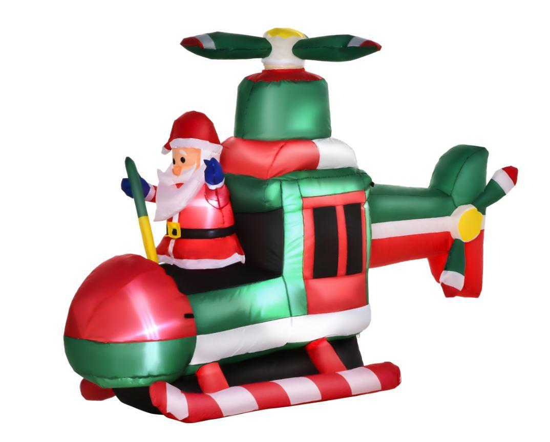 homcom babbo natale gonfiabile su elicottero con luci led da 107 cm - foto 1