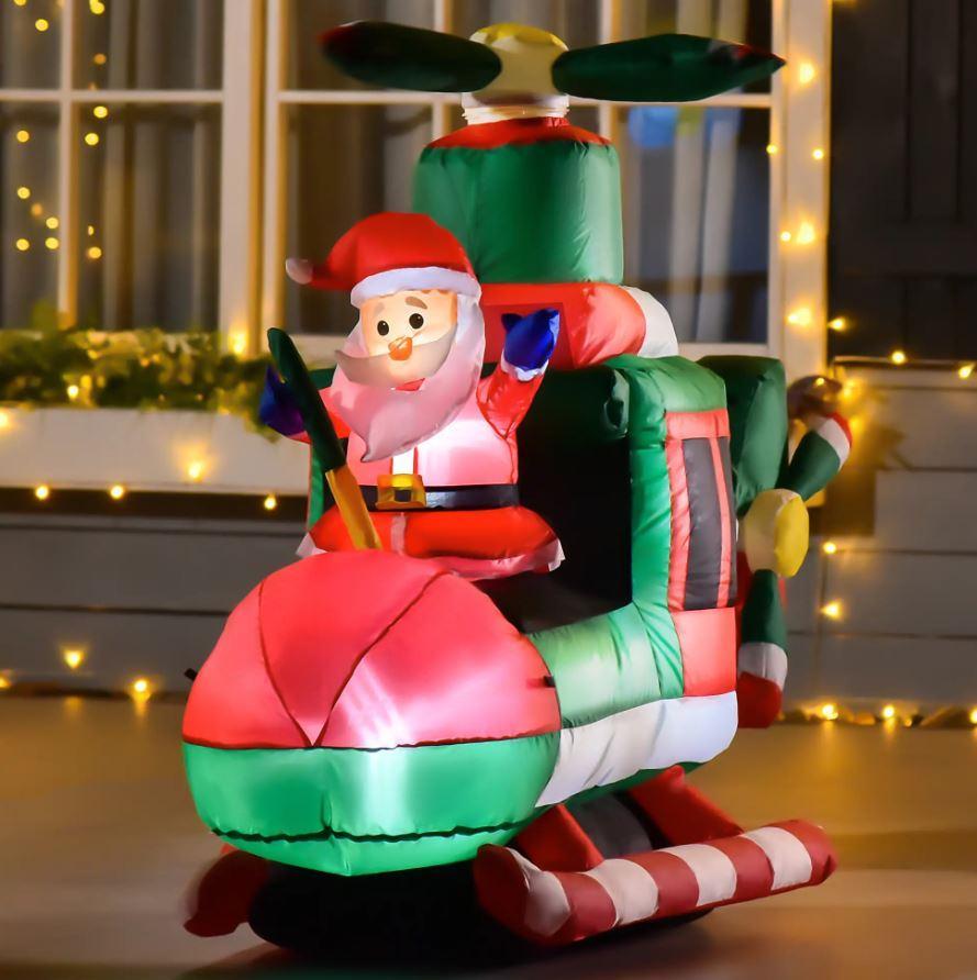 homcom babbo natale gonfiabile su elicottero con luci led da 107 cm - foto 3
