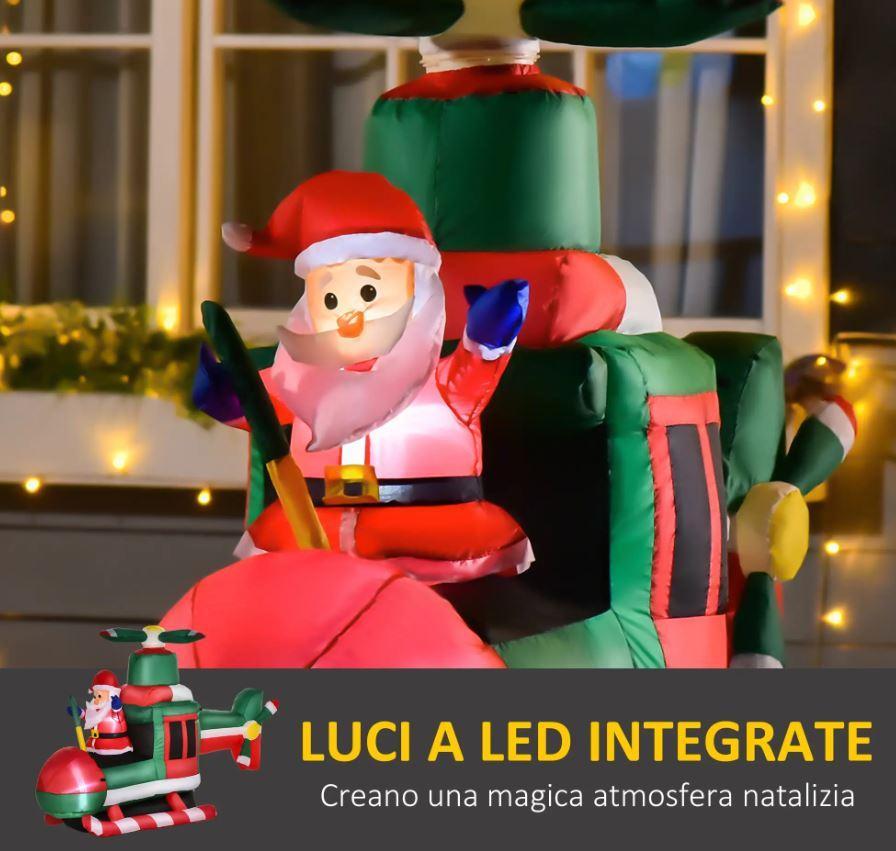 homcom babbo natale gonfiabile su elicottero con luci led da 107 cm - foto 4