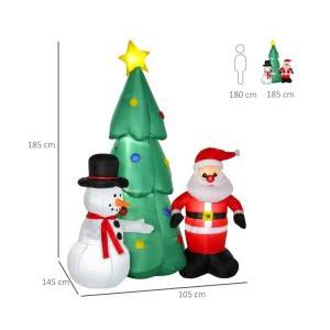 Albero di natale gonfiabile con luci led da 185 cm