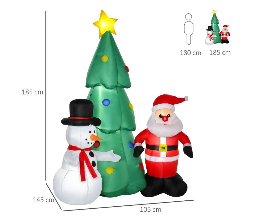 homcom albero di natale gonfiabile con luci led da 185 cm - foto 2