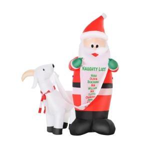 Babbo natale gonfiabile con capretta e luci led da 180 cm