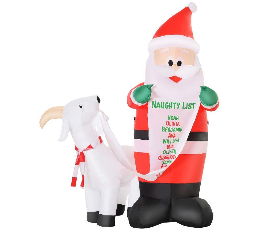 homcom babbo natale gonfiabile con capretta e luci led da 180 cm - foto 1