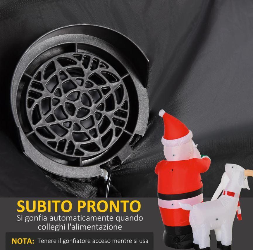 homcom babbo natale gonfiabile con capretta e luci led da 180 cm - foto 5