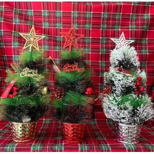 Albero natalizio con vaso decorativo e luci led 40 cm