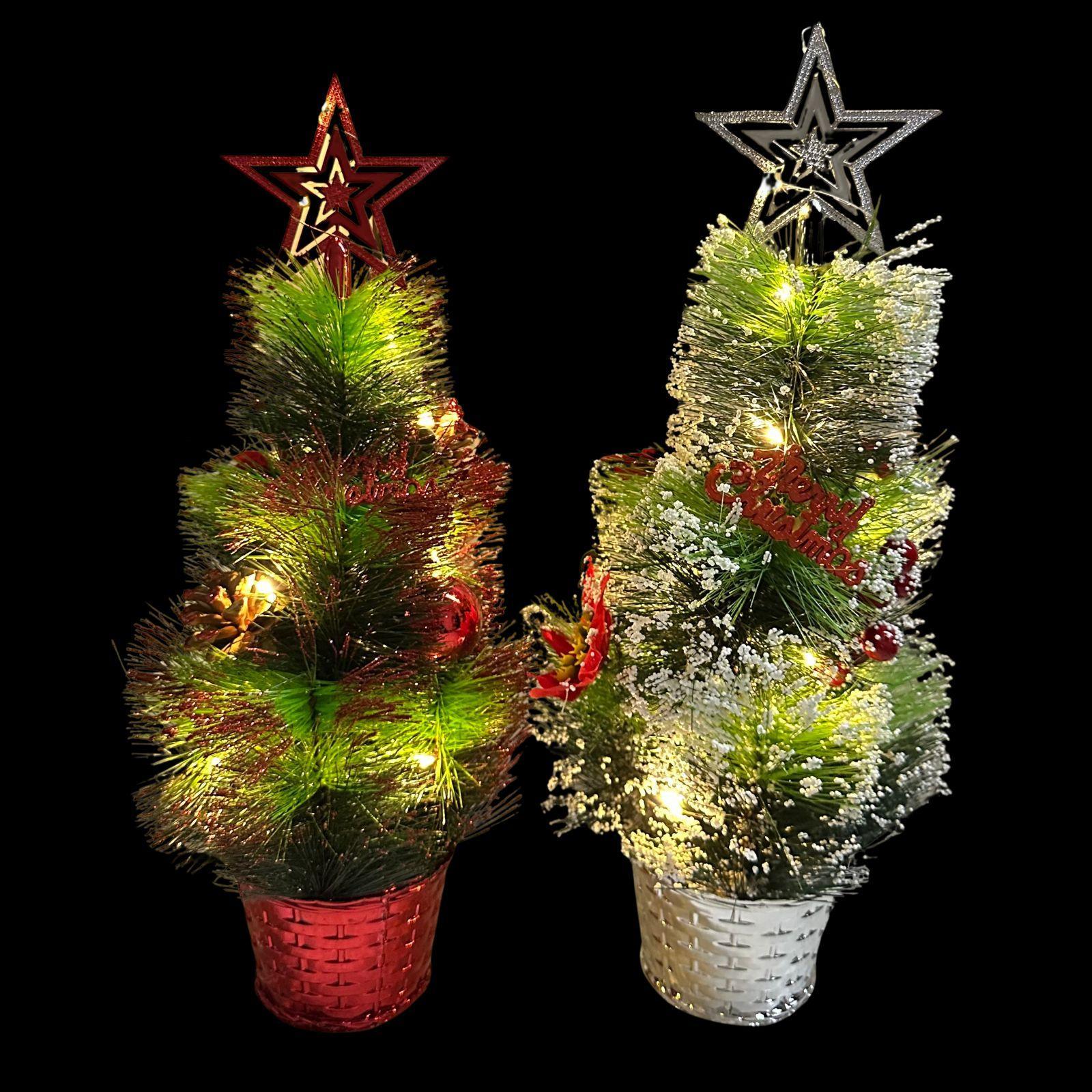 mastro bianco albero natalizio con vaso decorativo e luci led 40 cm - foto 2