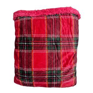 Plaid natalizio scozzese matrimoniale in flanella con borsa