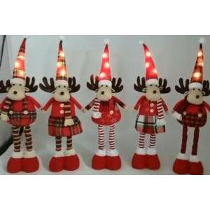 Pupazzo renna con gambe estendibili e luci led da 60 cm