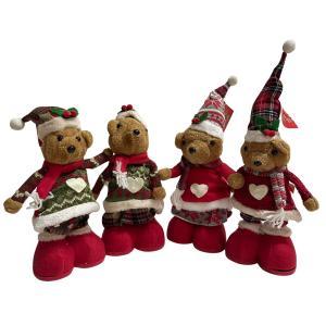 Coppia orsetti di natale con gambe estendibili e luci led 60 cm