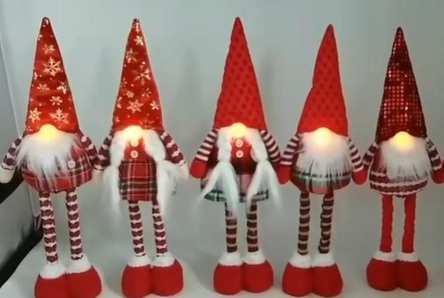 mastro bianco pupazzo gnomo con gambe estendibili e luci led da 90 cm - foto 1