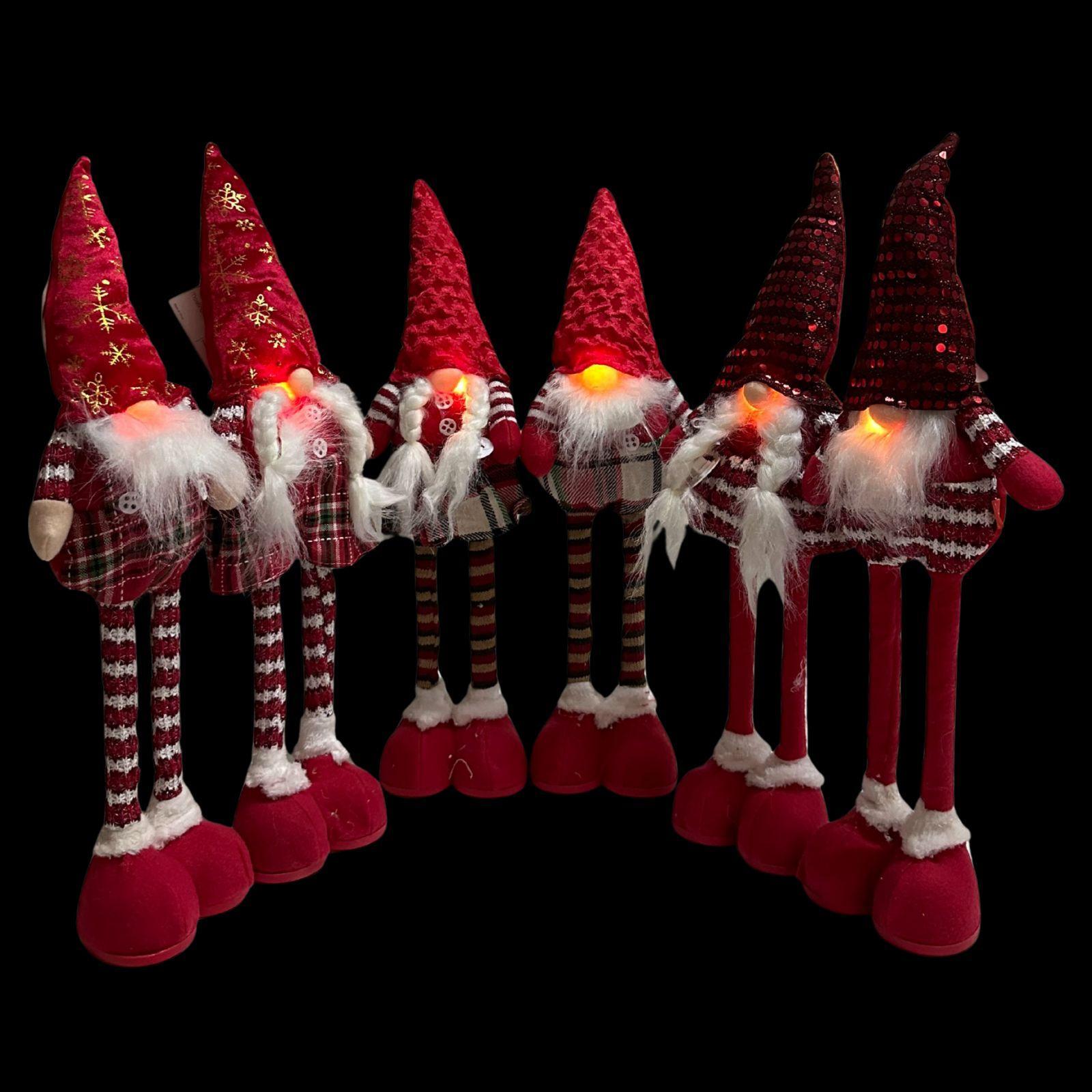 mastro bianco pupazzo elfo con gambe estendibili e luci led da 90 cm - foto 2