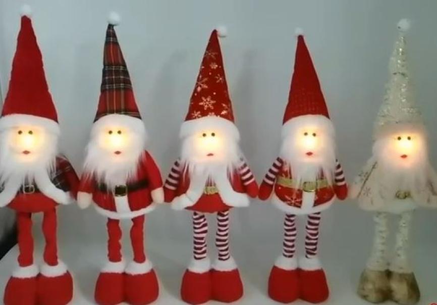 mastro bianco pupazzo babbo con gambe estendibili e luci led da 90 cm - foto 1