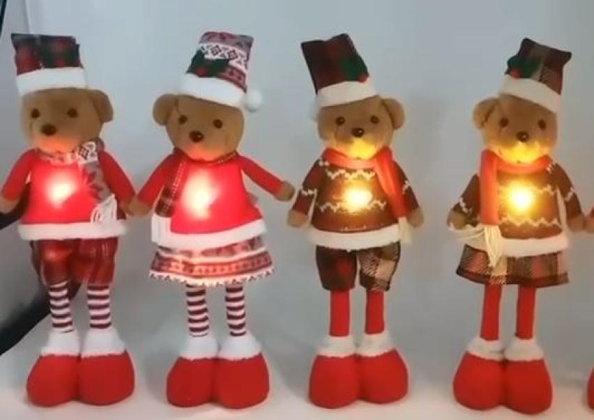 mastro bianco pupazzo orso con gambe estendibili e luci led da 135 cm - foto 1
