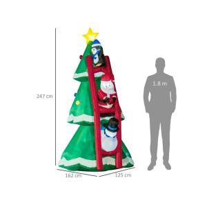 Albero di natale gonfiabile con personaggi e luci led da 247 cm
