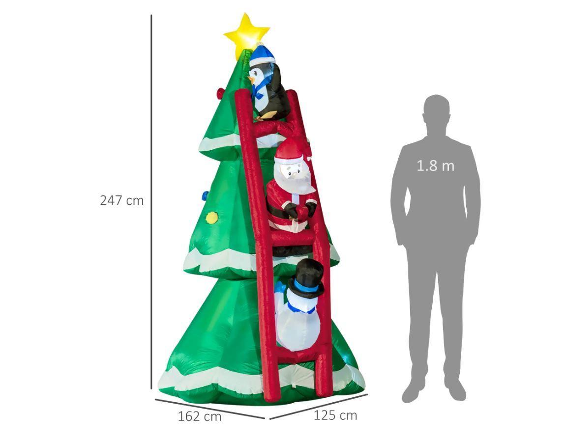homcom albero di natale gonfiabile con personaggi e luci led da 247 cm - foto 2